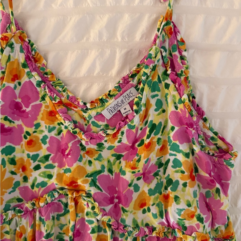 Patrons of Peace Floral Mini Dress - Pink and Yellow - Picture 2 of 4
